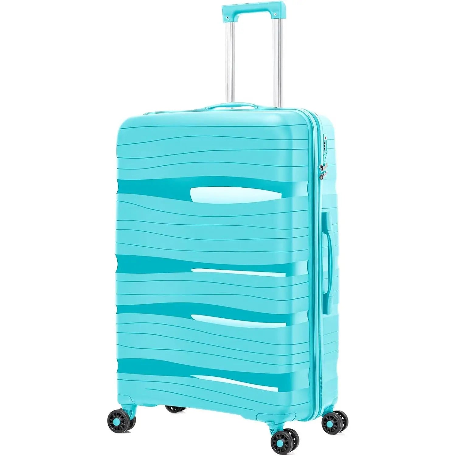 Maleta de cabina Artree: fabricada en polipropileno resistente con diseño impermeable, disponible en varios tamaños (L 75x50x32 cm, XS 48x35x20 cm) y equipada con 4 ruedas giratorias de 360°, ideal para viajes organizados.