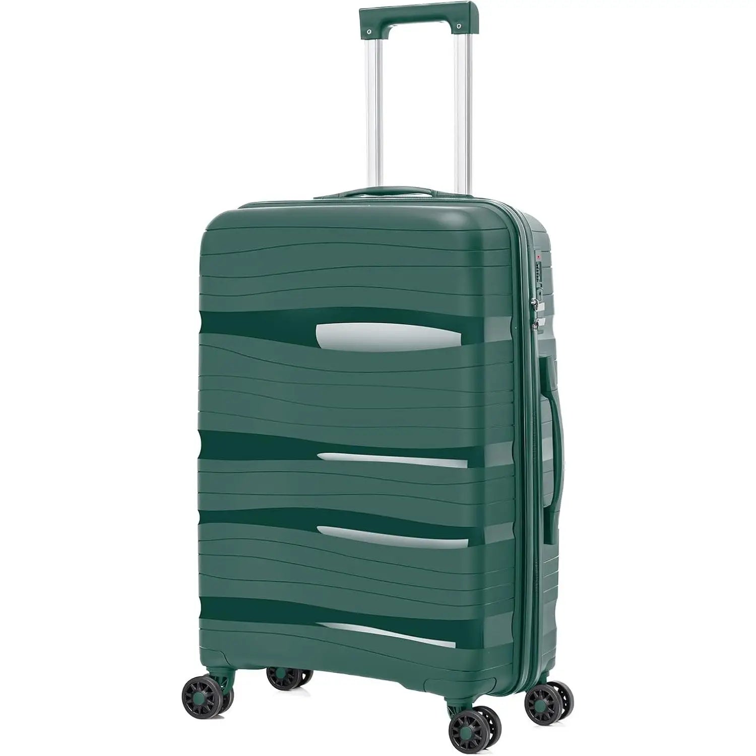 Maleta de cabina Artree: fabricada en polipropileno resistente con diseño impermeable, disponible en varios tamaños (L 75x50x32 cm, XS 48x35x20 cm) y equipada con 4 ruedas giratorias de 360°, ideal para viajes organizados.