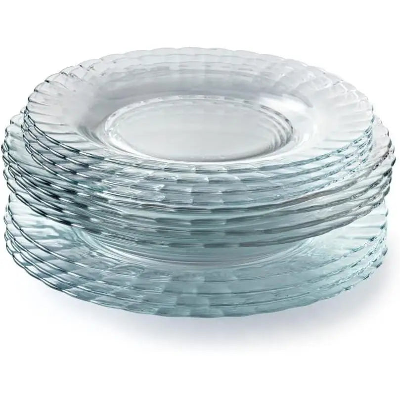 Juego de vajilla Duralex Picardie - Platos de alta calidad que incluyen platos hondos (Ø 23 cm), platos llanos (Ø 26 cm), platos de postre (Ø 20,5 cm), aptos para microondas y lavavajillas, disponibles en transparente, ámbar o azul claro, 12/18/