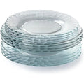 Juego de vajilla Duralex Picardie - Platos de alta calidad que incluyen platos hondos (Ø 23 cm), platos llanos (Ø 26 cm), platos de postre (Ø 20,5 cm), aptos para microondas y lavavajillas, disponibles en transparente, ámbar o azul claro, 12/18/