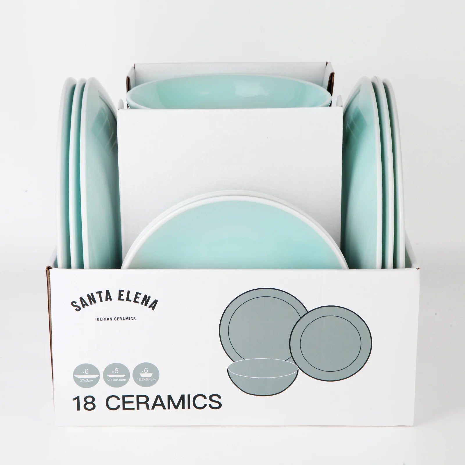 Transforma tus comidas con el juego de vajilla de cerámica Santa Elena, que incluye 18 piezas en un elegante color verde para 6 personas. Duradero, apto para lavavajillas y microondas, este juego ergonómico es perfecto para disfrutar de la mesa con estilo