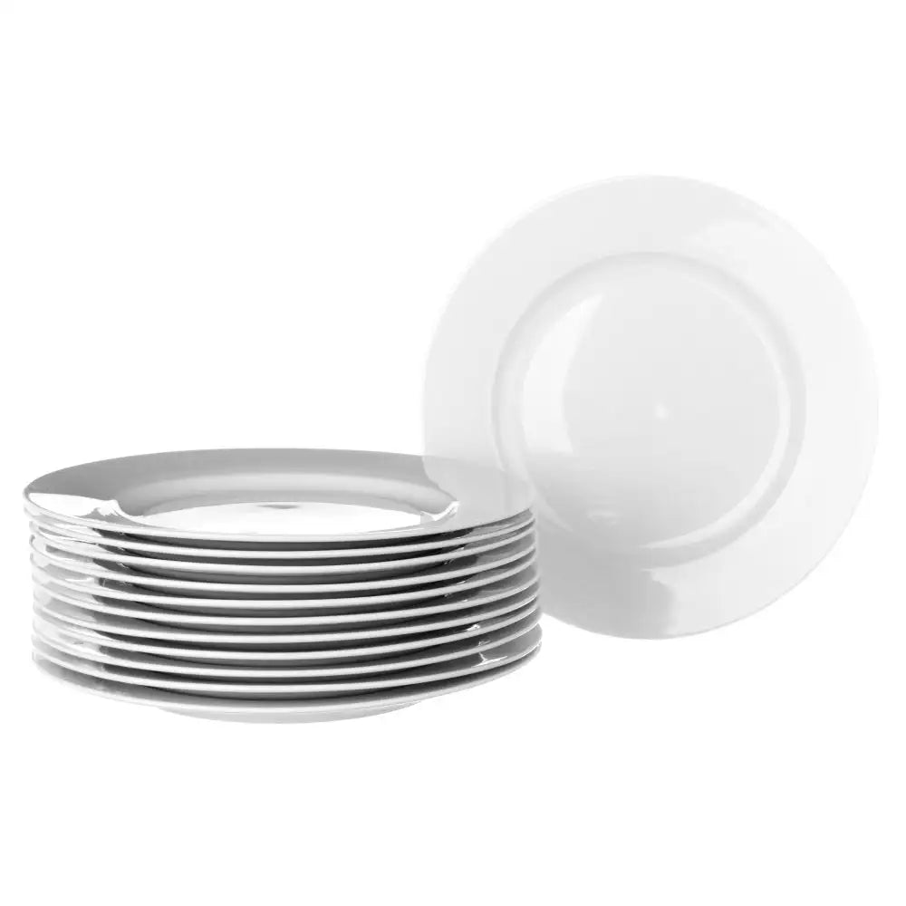 Juego de 12 platos de postre de porcelana blanca Lola Home de Ø 19 cm, aptos para lavavajillas y microondas, ideales para servir postres y frutas, vajilla perfecta para cualquier ocasión.