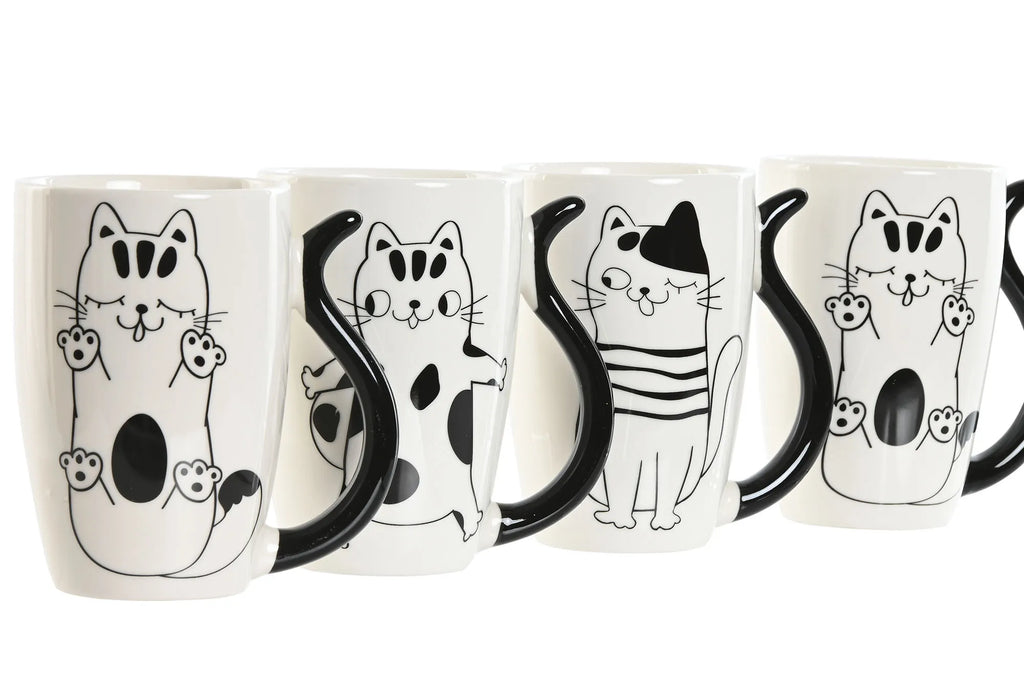 Juego de tazas de porcelana con diseño de gato, 380 ml, tamaño 11 x 8,2 x 12 cm, ideal para café o té, material de alta calidad, diseño único, perfecto para amantes de los gatos, una excelente idea para regalar.