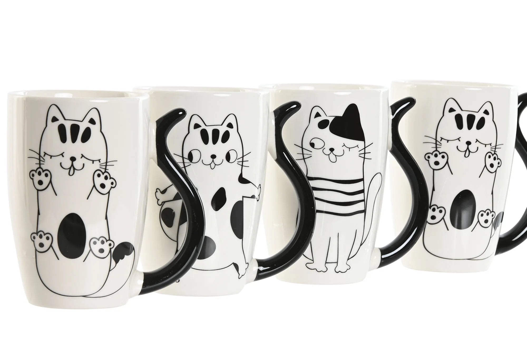 Juego de tazas de porcelana con diseño de gato, 380 ml, tamaño 11 x 8,2 x 12 cm, ideal para café o té, material de alta calidad, diseño único, perfecto para amantes de los gatos, una excelente idea para regalar.