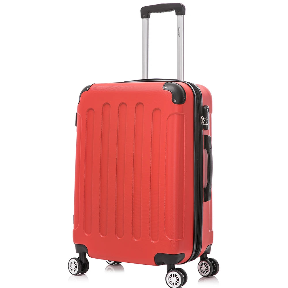 Maleta mediana de ABS de 24 pulgadas con cerradura de combinación, 66x43x25 cm, 71 L, peso ligero de 3,50 kg, con 4 ruedas dobles de 360°, perchas adicionales y esquinas protectoras para mayor comodidad durante el viaje.