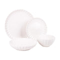 Juego de vajilla de porcelana esmaltada Cofan de 16 piezas, color blanco, con diseño en relieve, apto para lavavajillas, microondas y horno, ideal para uso diario u ocasiones especiales.