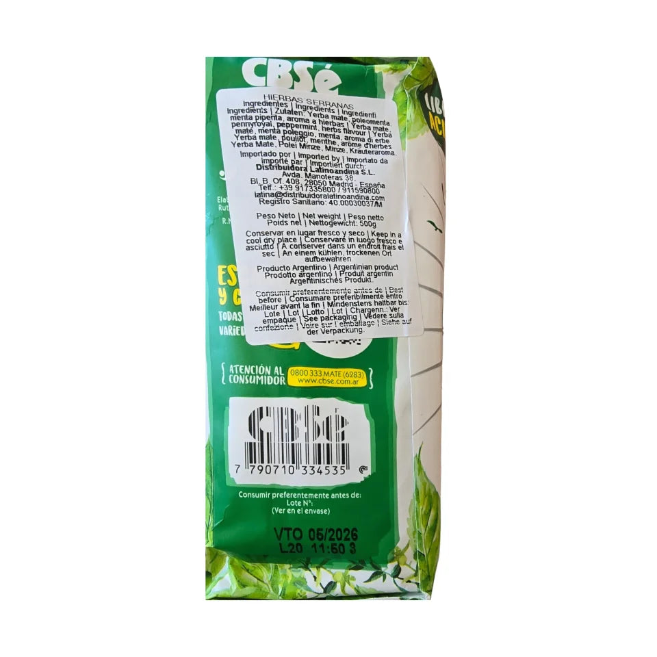 4 paquetes de cbse serranas hierbas yerba mate los más consumidos 500g.