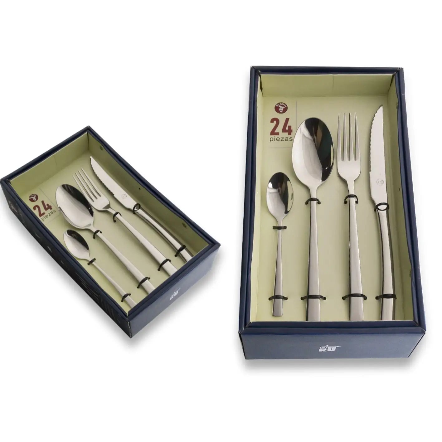 Juego de cubiertos Mr.Spoon Montaña Series de 16, 24 y 48 piezas, fabricado en acero inoxidable 18/0, apto para lavavajillas, incluye cuchillo de mesa, tenedores, cucharas y cucharas de postre, acabado pulido espejo, ideal para el hogar, hoteles y restaur