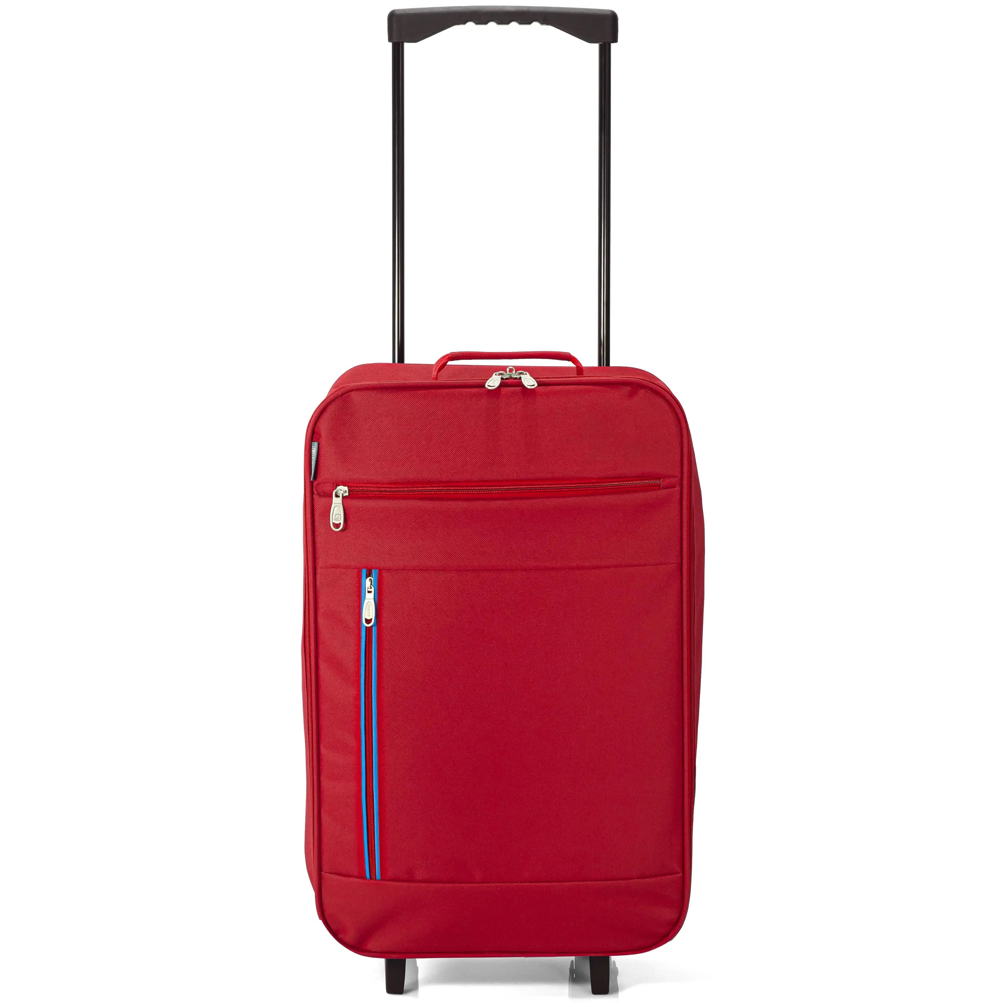 La maleta de cabina plegable Benzi con ruedas, fabricada en poliéster resistente, mide 34 x 55 x 19 cm y cuenta con asa telescópica, ruedas reforzadas, cierre de cremallera y múltiples bolsillos para mayor comodidad durante los viajes.