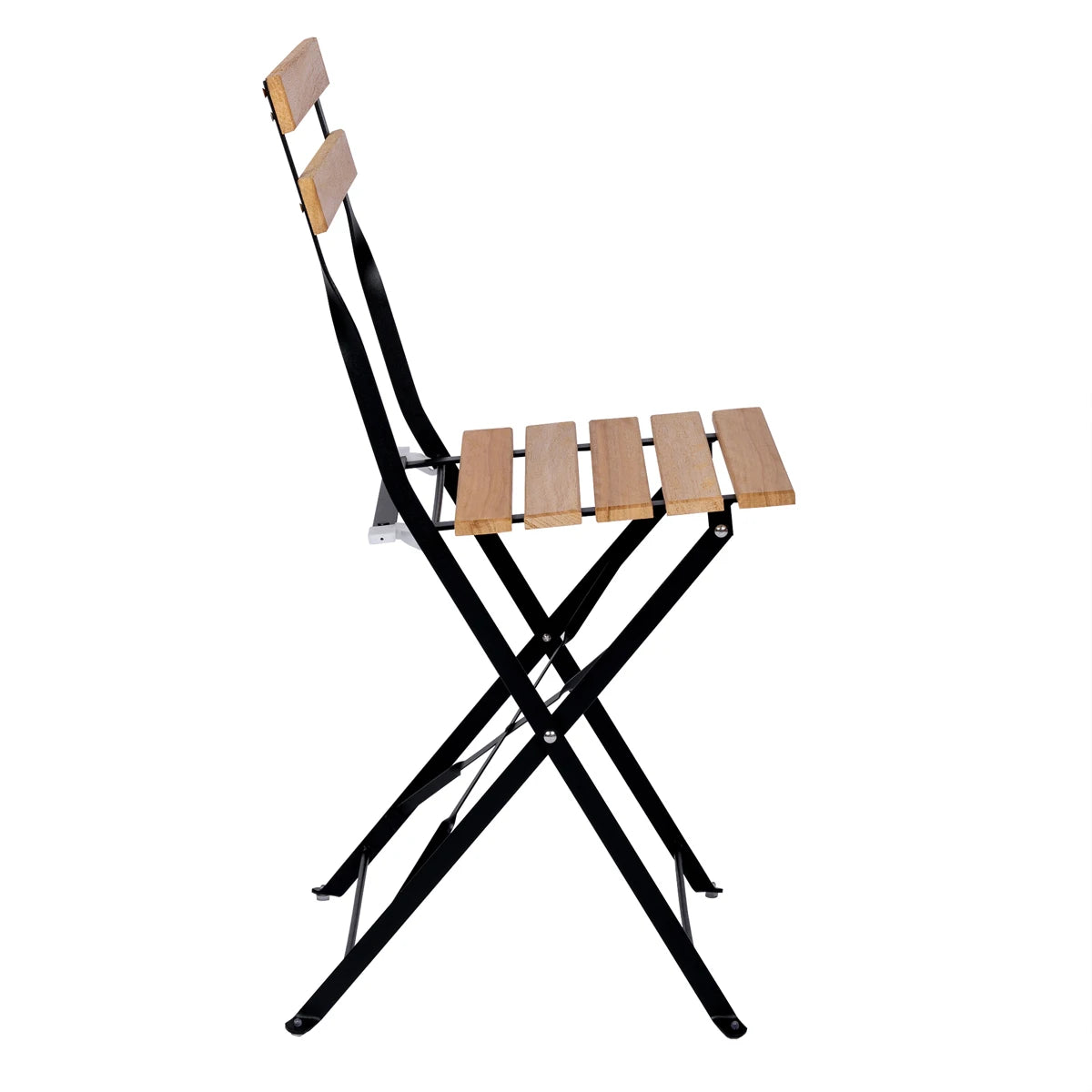 Conjunto T-lovendo de 3 mesas y 2 sillas, jardín, exterior, plegable, metal y madera, para terraza de estilo retro, estructura de acero, tipo bistró, patas antideslizantes, balcones pequeños, terrazas