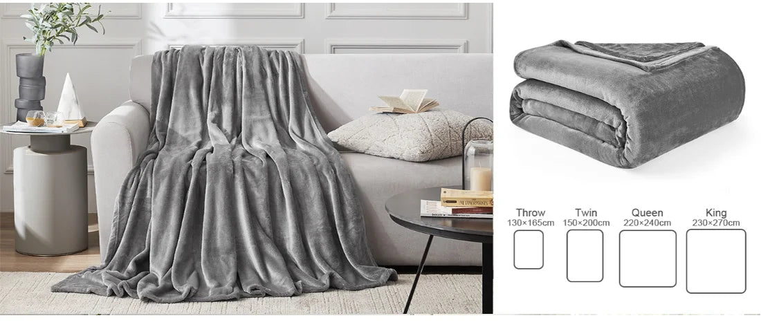 Manta HOMESOL® Soft Touch para cama y sofá, confeccionada en 100 % poliéster de microfibra, ligera y antiarrugas, perfecta para que adultos y niños se mantengan abrigados durante los días fríos. Una acogedora manta navideña para cualquier ocasión.