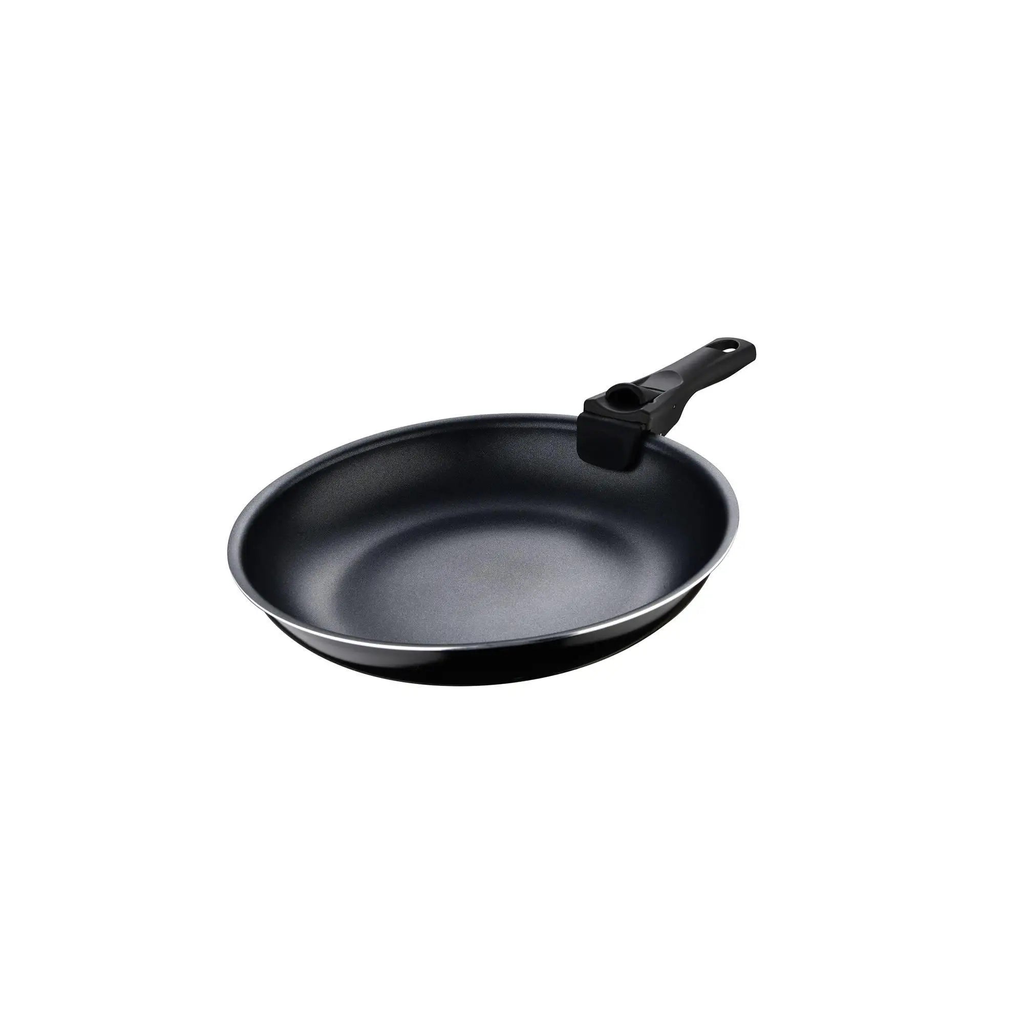Juego de sartenes Bergner Click&Cook de 2 piezas, de Ø22 cm y Ø26 cm, con mango ergonómico desmontable, de aluminio prensado antiadherente, aptas para todo tipo de cocinas, incluida la de inducción, con diseño apilable que ahorra espacio.