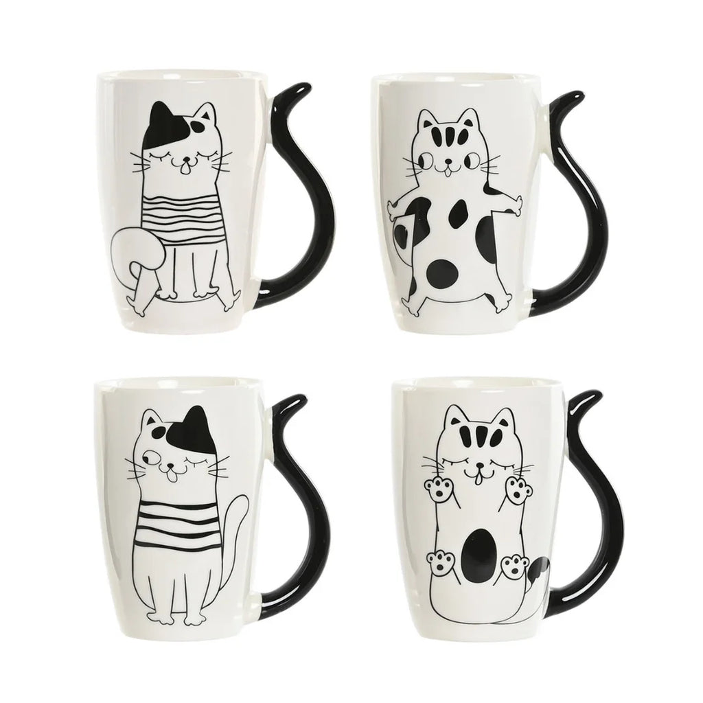 Juego de tazas de porcelana con diseño de gato, 380 ml, tamaño 11 x 8,2 x 12 cm, ideal para café o té, material de alta calidad, diseño único, perfecto para amantes de los gatos, una excelente idea para regalar.