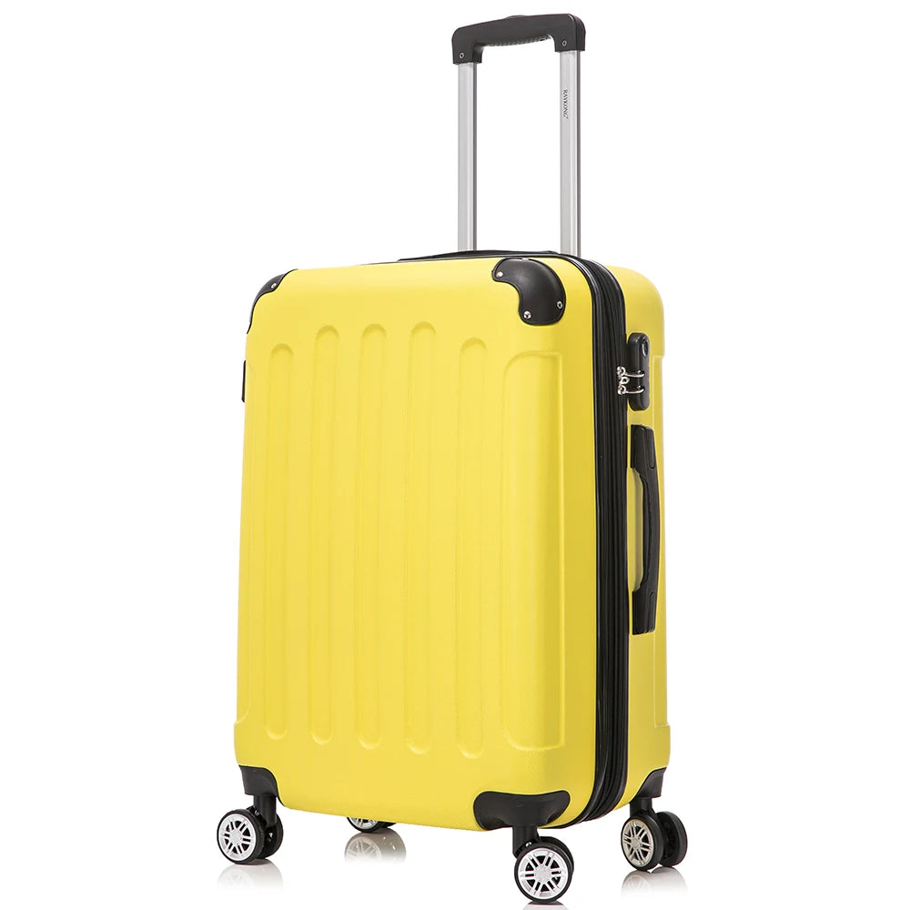 Maleta mediana de ABS de 24 pulgadas con cerradura de combinación, 66x43x25 cm, 71 L, peso ligero de 3,50 kg, con 4 ruedas dobles de 360°, perchas adicionales y esquinas protectoras para mayor comodidad durante el viaje.
