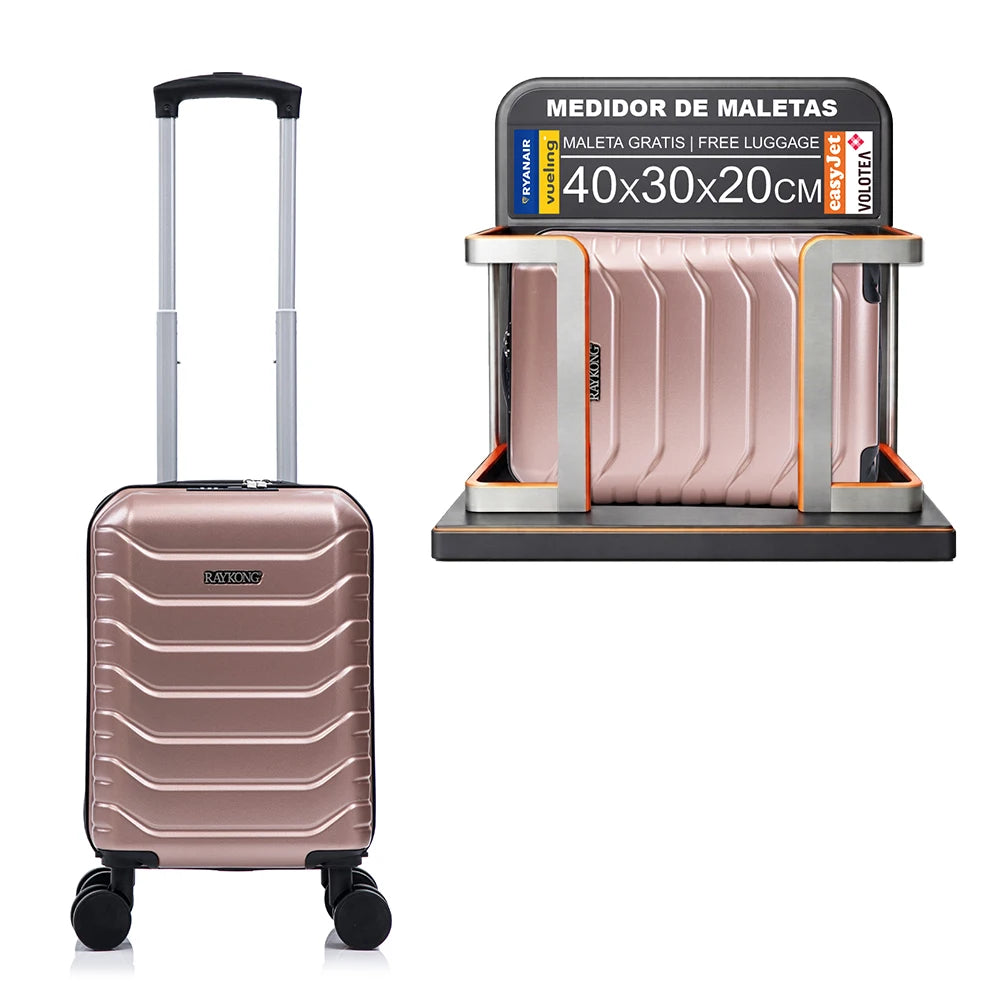 Maleta de cabina ABS 40x30x20 (24 l) | Equipaje de mano con ruedas desmontables para Ryanair | Vueling | EasyJet | Wizz Air | Volotea - negro/azul marino/oro rosa/morado/menta/amarillo/verde/rosa