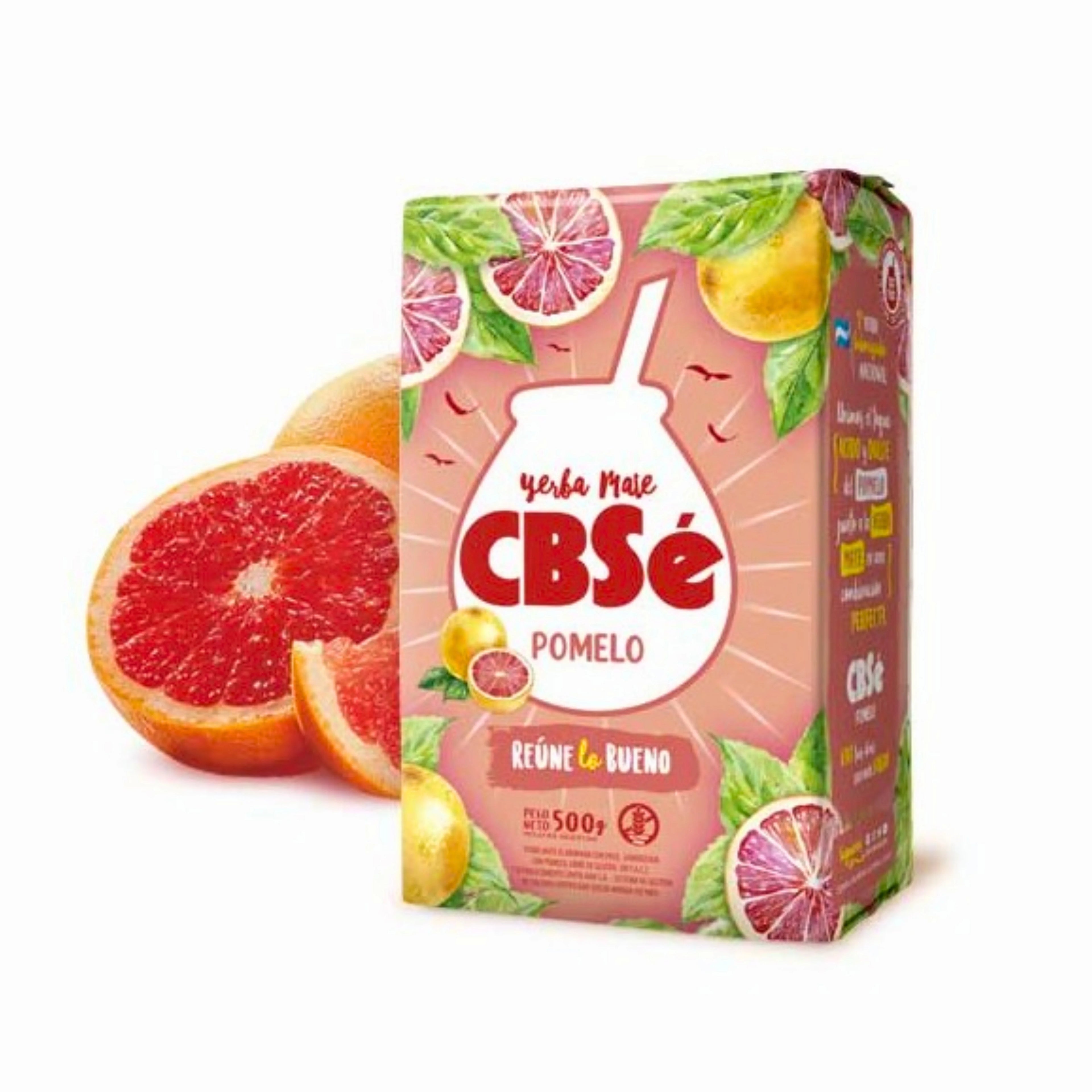 4 paquetes de 500 g de yerba mate cbse pomelo ruene lo bueno y frutos del bosque, natural de Argentina, ideal para bebidas energizantes y antioxidantes.