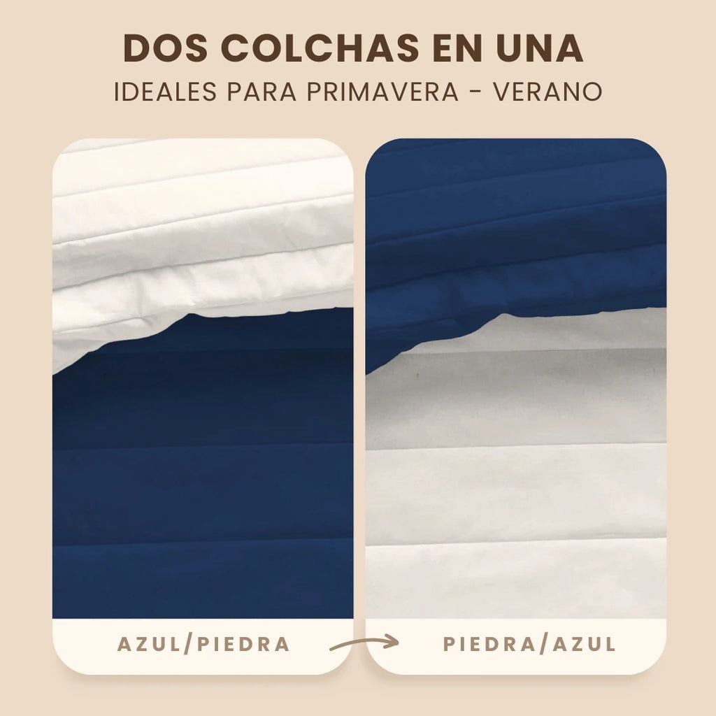 Naturals - colcha bouti reversible bicolor - microfibra extra suave - relleno de 100 gramos (cama 90/105 - 135/150 - 180) - funda de cama acolchada forrada - ideal para primavera y verano - fabricado en España
