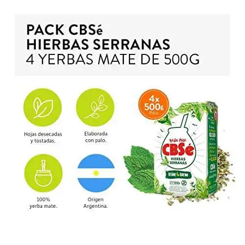 Yerba mate cbsé hierbas serranas 2 kg - mezcla tradicional con propiedades digestivas, sabor suave y duradero