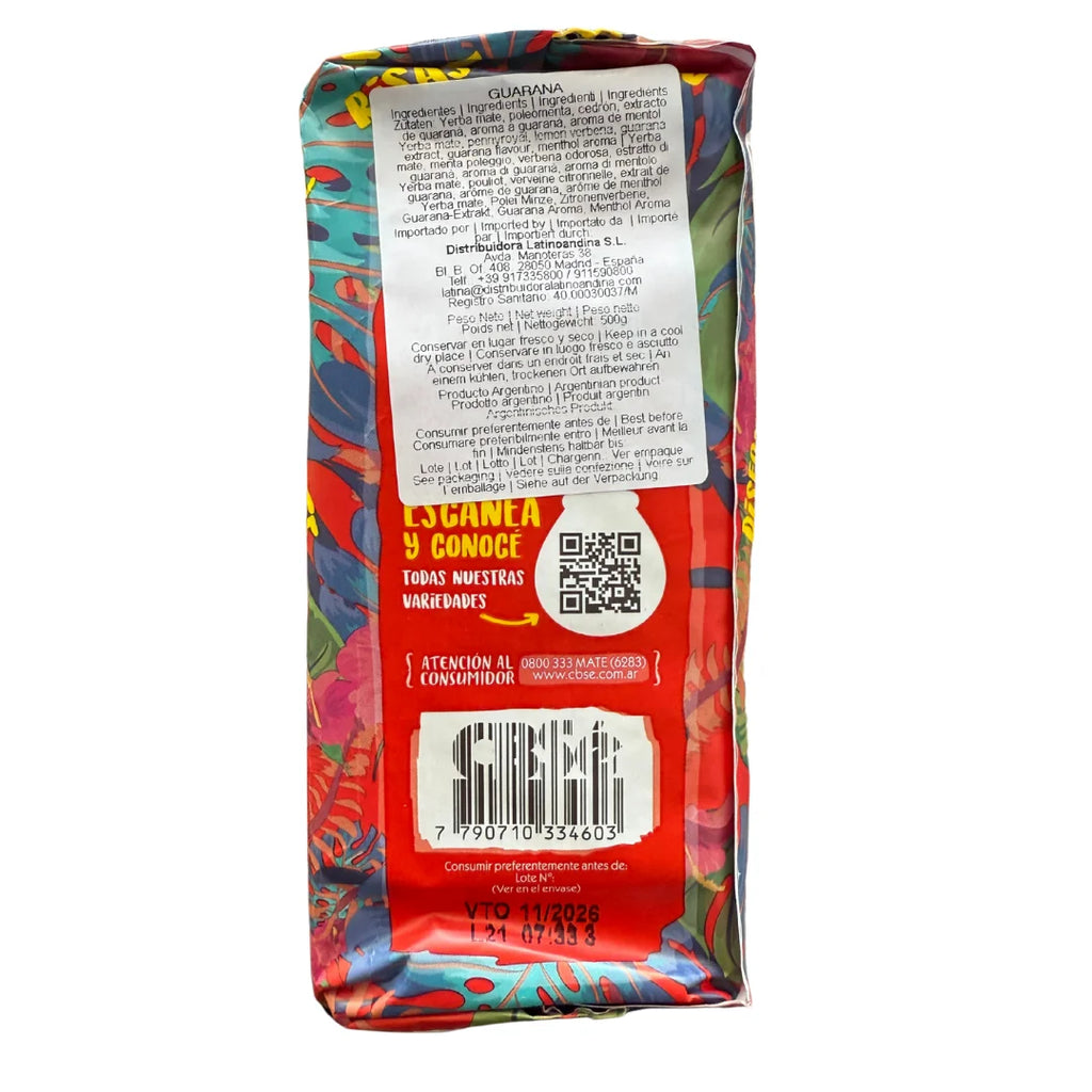Yerba mate cbsé guaraná 500g - energía natural con extracto de guaraná