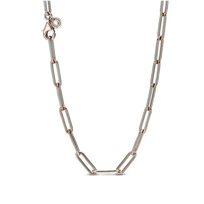 Collar Pandora Rose Link 388349-45, de 45 cm de largo, elaborado con una aleación única de plata y cobre con un baño de oro de segunda ley, perfecto como joya de lujo para mujer.
