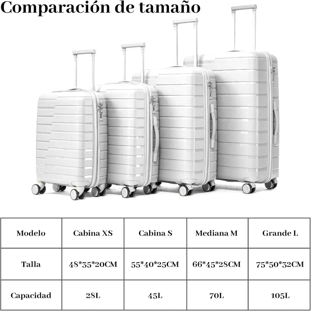 Maletas de viaje rígidas con ruedas, equipaje de mano, maleta de cabina rígida de polipropileno con 4 ruedas dobles de 360° y cierre combinado, maletas de viaje pequeñas y grandes.