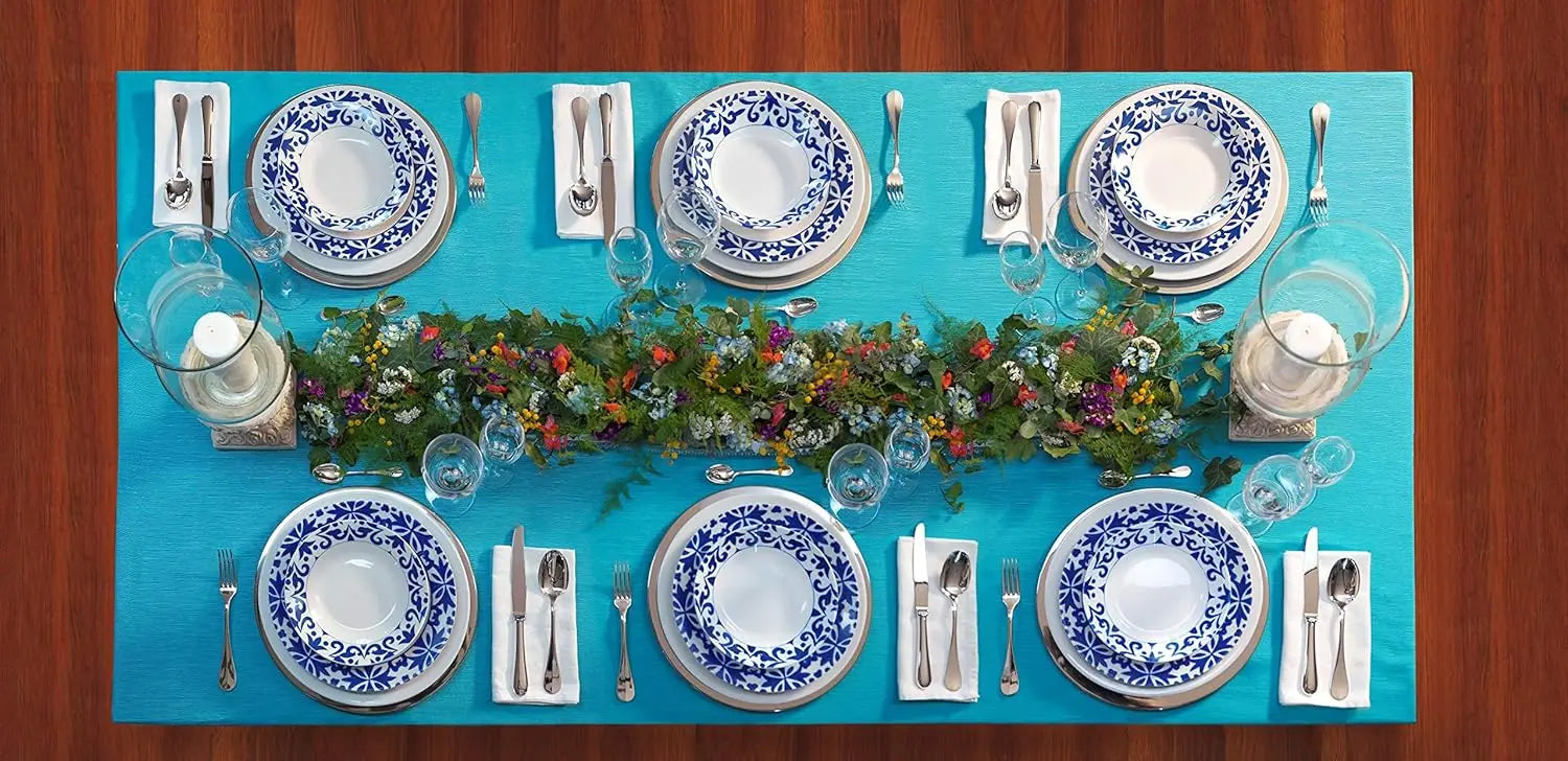Elegante juego de vajilla de porcelana Nyana para 6 personas - 30 piezas, apto para lavavajillas y microondas, incluye 6 platos llanos, 6 platos hondos, 6 platos de postre y 6 tazas de café, perfecto para el uso diario o para ocasiones especiales.