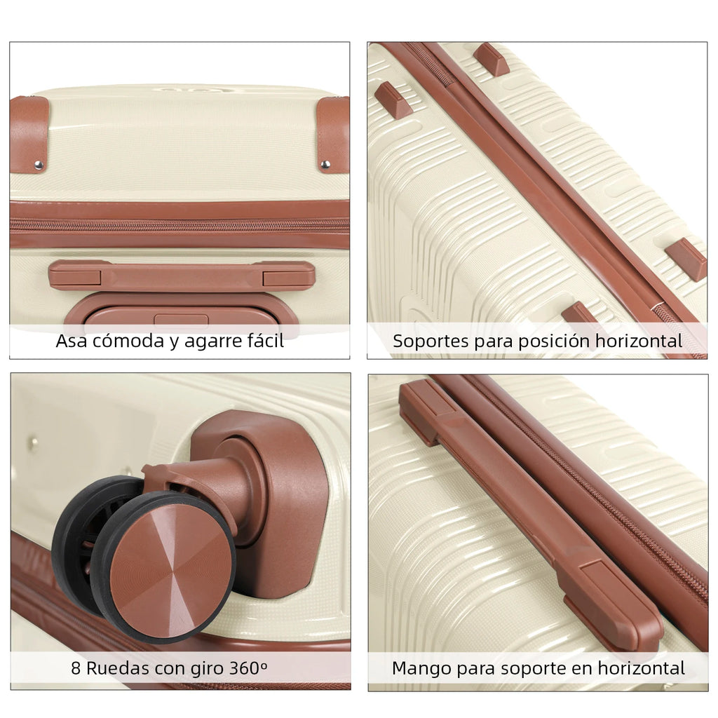 Maleta de cabina de 54x36x20 cm, de polipropileno, con ruedas giratorias de 360°, resistente y ligera. Ideal para viajar.