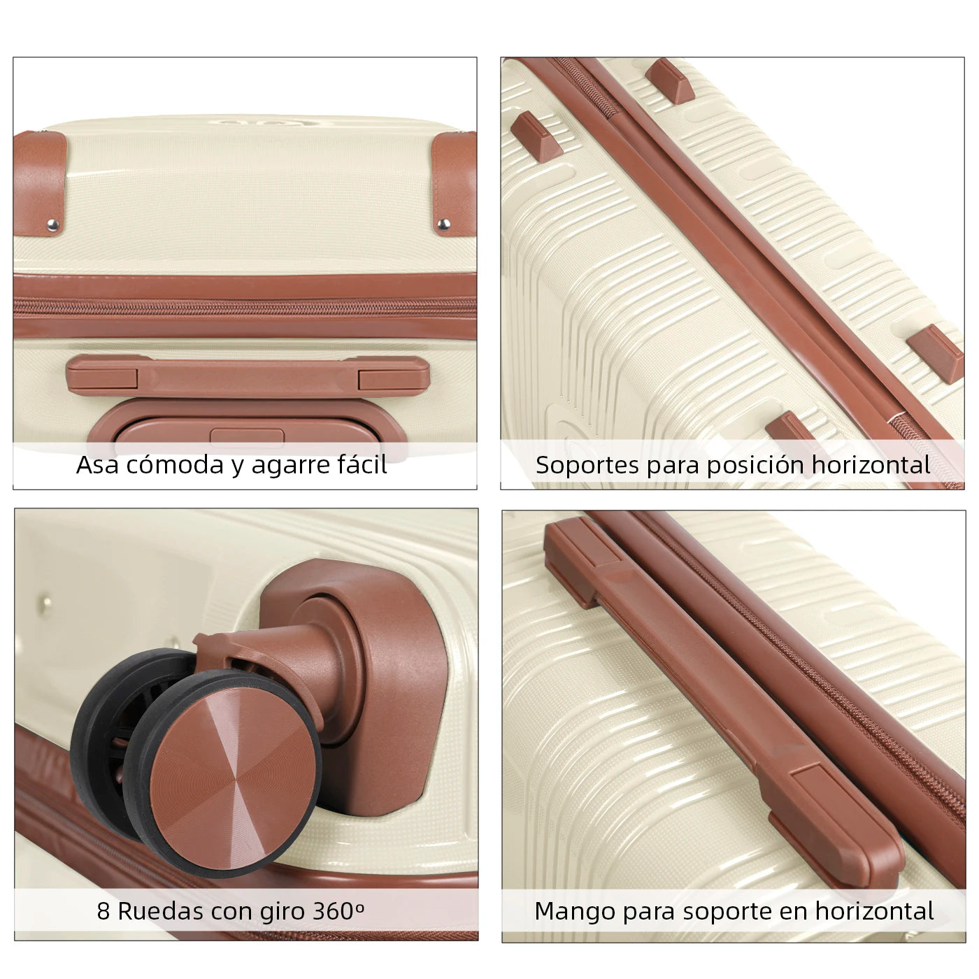 Maleta de cabina de 54x36x20 cm, de polipropileno, con ruedas giratorias de 360°, resistente y ligera. Ideal para viajar.