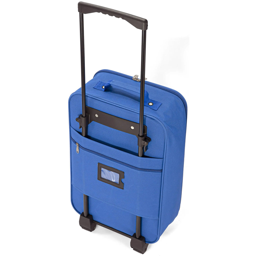 La maleta de cabina plegable Benzi con ruedas, fabricada en poliéster resistente, mide 34 x 55 x 19 cm y cuenta con asa telescópica, ruedas reforzadas, cierre de cremallera y múltiples bolsillos para mayor comodidad durante los viajes.