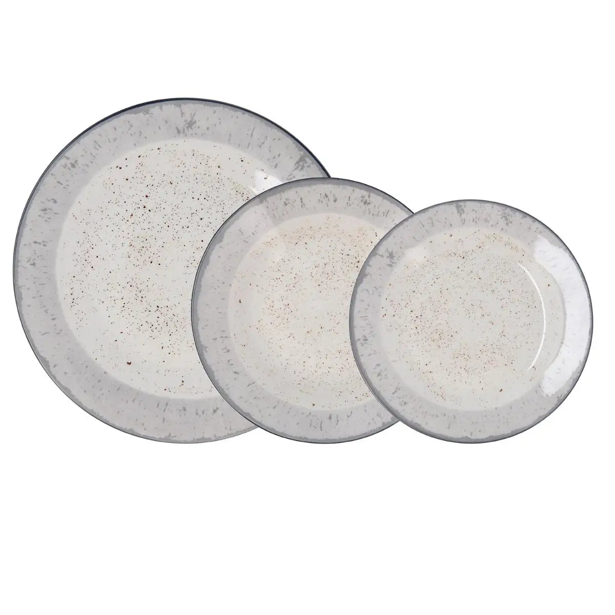 Vajilla de porcelana Quid Faro de 18 piezas - 6 personas, color blanco decorado, tamaño ideal para una porción saludable.