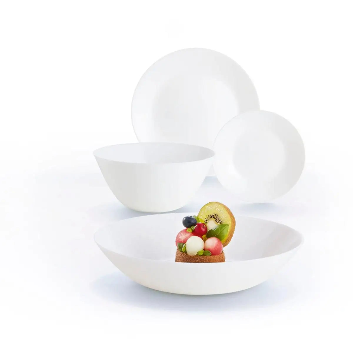Juego de vajilla Luminarc Zelie Opal de 19 piezas para 6 personas, fabricado en Francia con vidrio templado ecológico y extra resistente, apto para microondas y lavavajillas, incluye 6 platos llanos (25 cm), 6 platos hondos (20 cm) y 6 platos de postre.