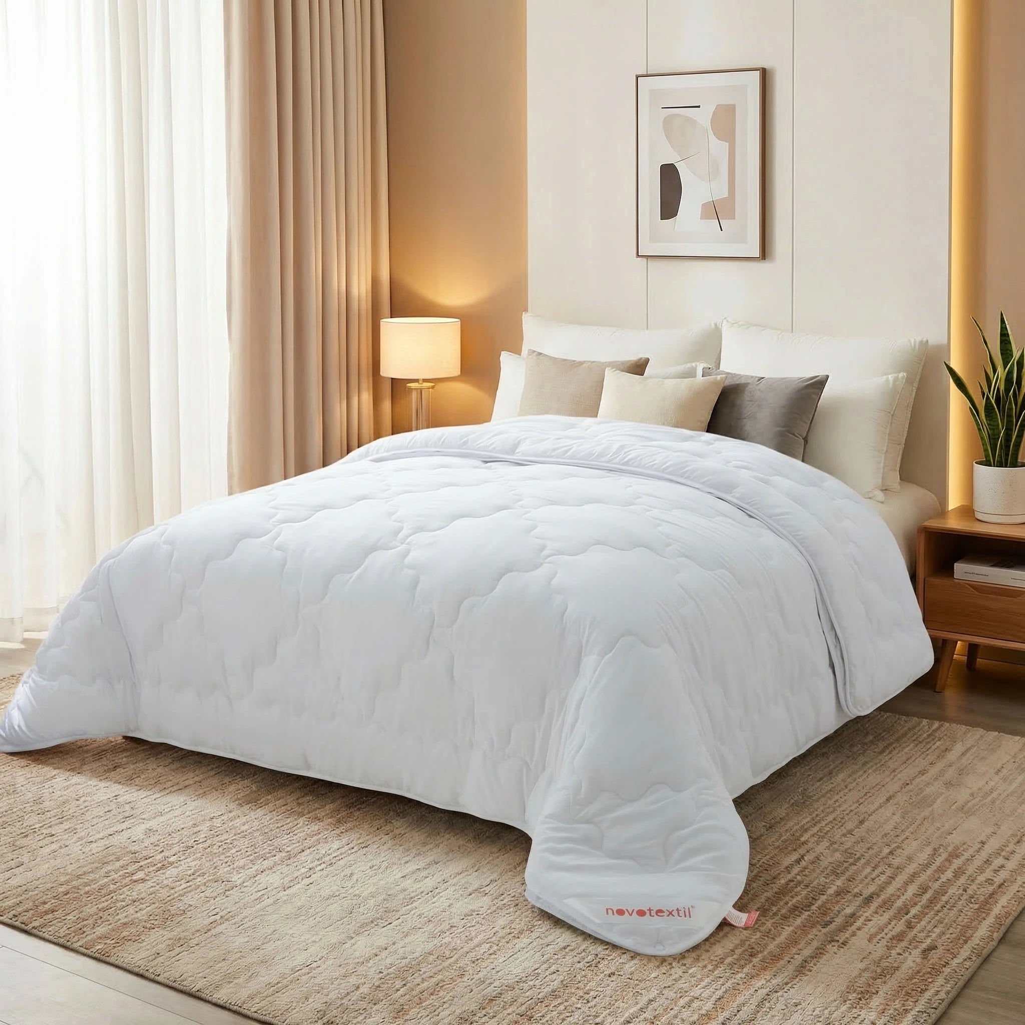 Edredón Novotextil 4 Estaciones 2 en 1 (150 g/m² + 350 g/m²) – Relleno nórdico, 100 % microfibra, suave, transpirable, hipoalergénico, con costuras geométricas, ideal para el confort durante todo el año, disponible para camas de 90 a 200 cm.