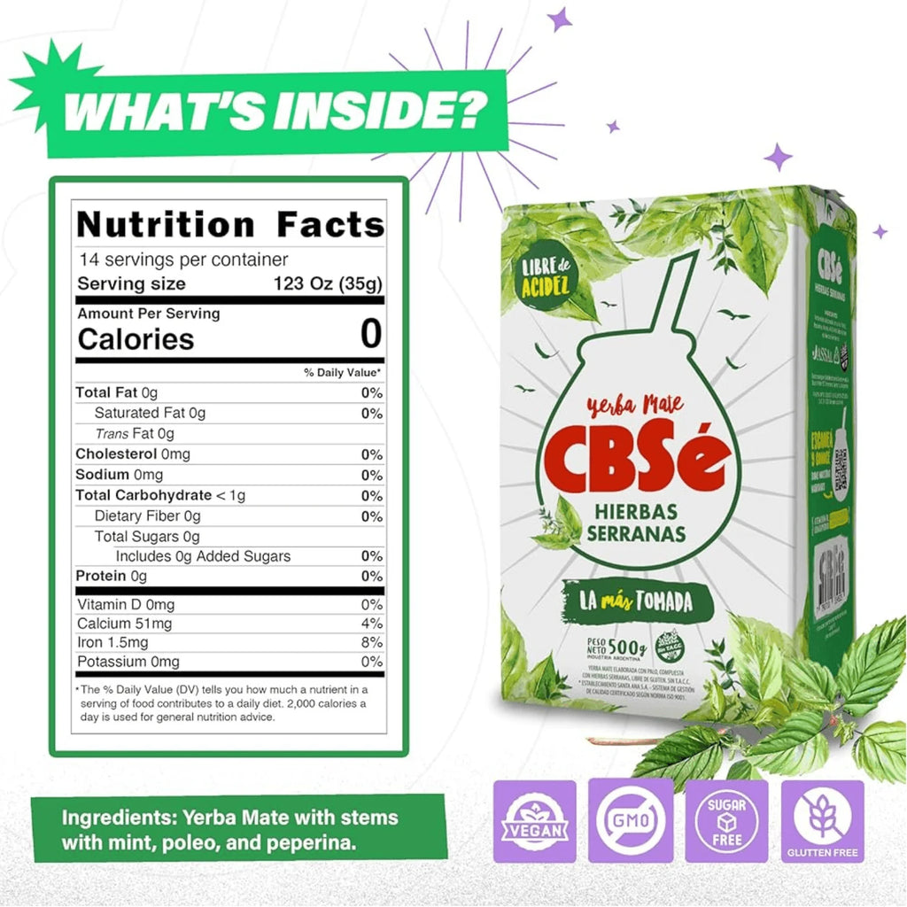 Yerba mate cbsé hierbas serranas 2 kg - mezcla tradicional con propiedades digestivas, sabor suave y duradero
