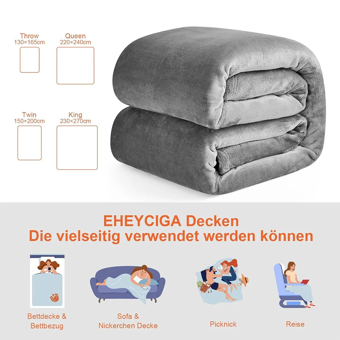 Manta HOMESOL® Soft Touch para cama y sofá, confeccionada en 100 % poliéster de microfibra, ligera y antiarrugas, perfecta para que adultos y niños se mantengan abrigados durante los días fríos. Una acogedora manta navideña para cualquier ocasión.