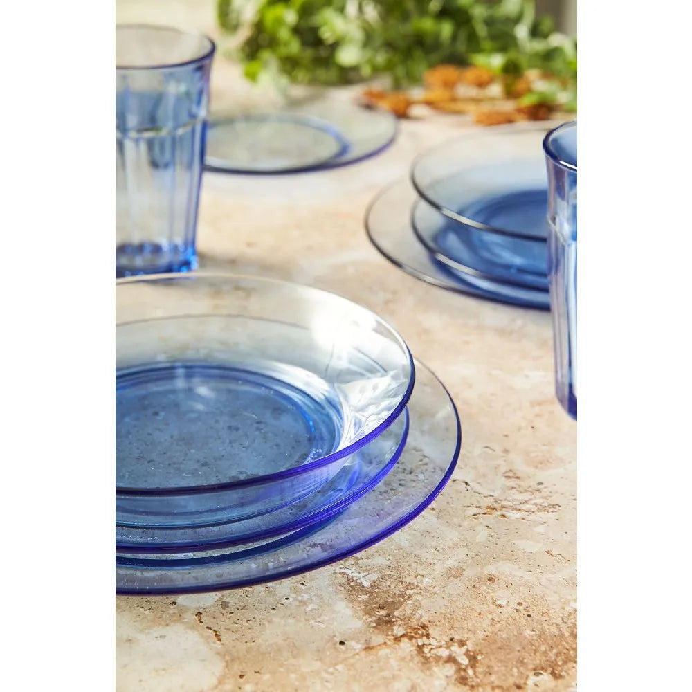 Juego de vajilla Duralex Lys de 12 piezas: platos de cristal de alta calidad, incluye 4 platos hondos (Ø 19,5 cm), 4 platos llanos (Ø 23,5 cm) y 4 platos de postre (Ø 19 cm), apto para microondas y lavavajillas, fabricado en Francia.