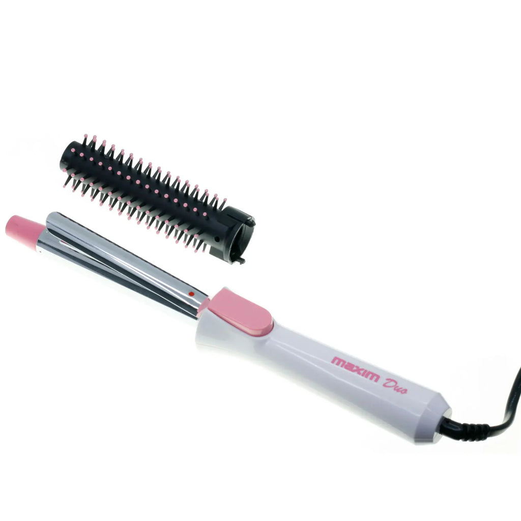 Tenacillas y cepillo BVC Maxim MX-2907-E 2 en 1, nuevo dúo: rizador profesional con pinza de 10 cm.