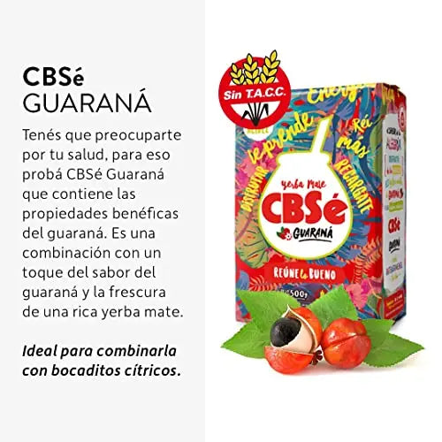 Paquete de 4 unidades de yerba mate cbse con guaraná 2 kilos - mezcla revitalizante energética