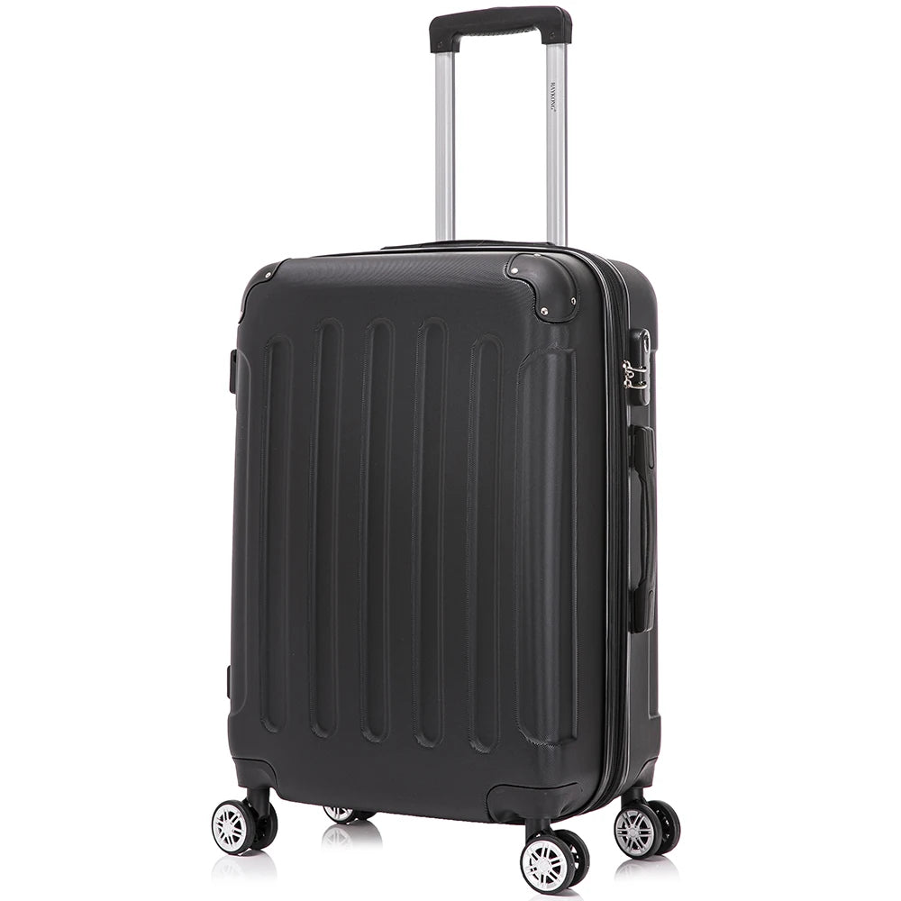 Maleta mediana de ABS de 24 pulgadas con cerradura de combinación, 66x43x25 cm, 71 L, peso ligero de 3,50 kg, con 4 ruedas dobles de 360°, perchas adicionales y esquinas protectoras para mayor comodidad durante el viaje.