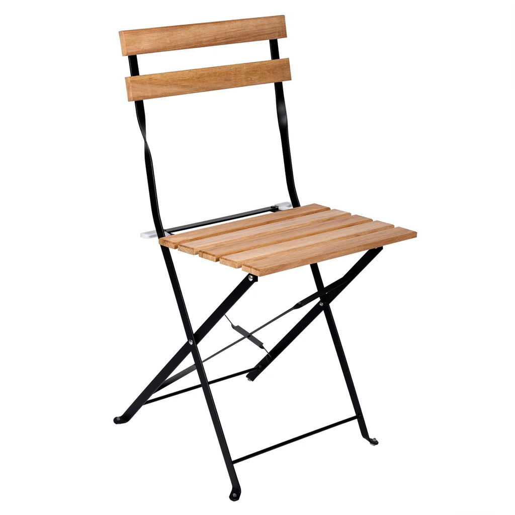 Conjunto T-lovendo de 3 mesas y 2 sillas, jardín, exterior, plegable, metal y madera, para terraza de estilo retro, estructura de acero, tipo bistró, patas antideslizantes, balcones pequeños, terrazas