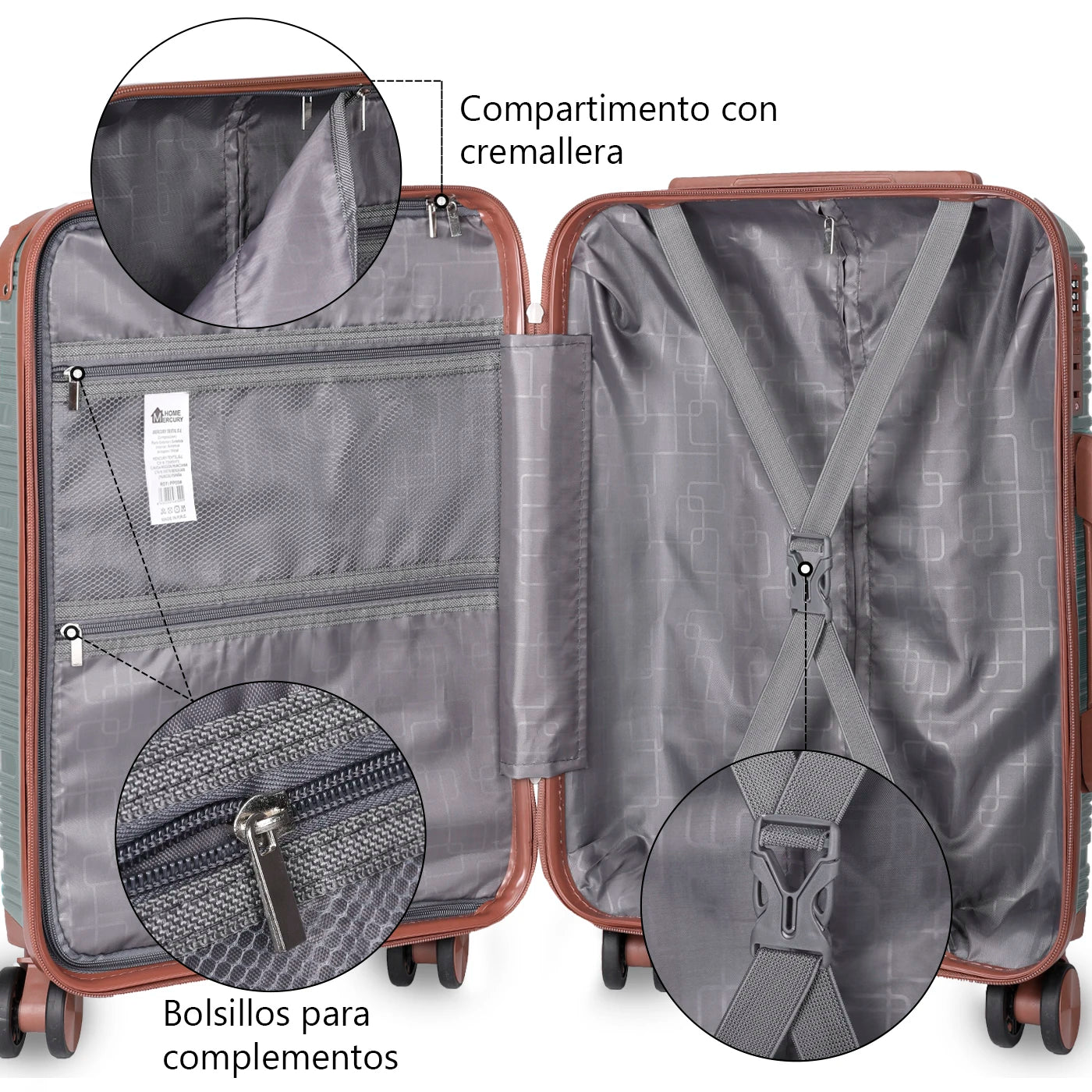 Maleta de cabina de 54x36x20 cm, de polipropileno, con ruedas giratorias de 360°, resistente y ligera. Ideal para viajar.