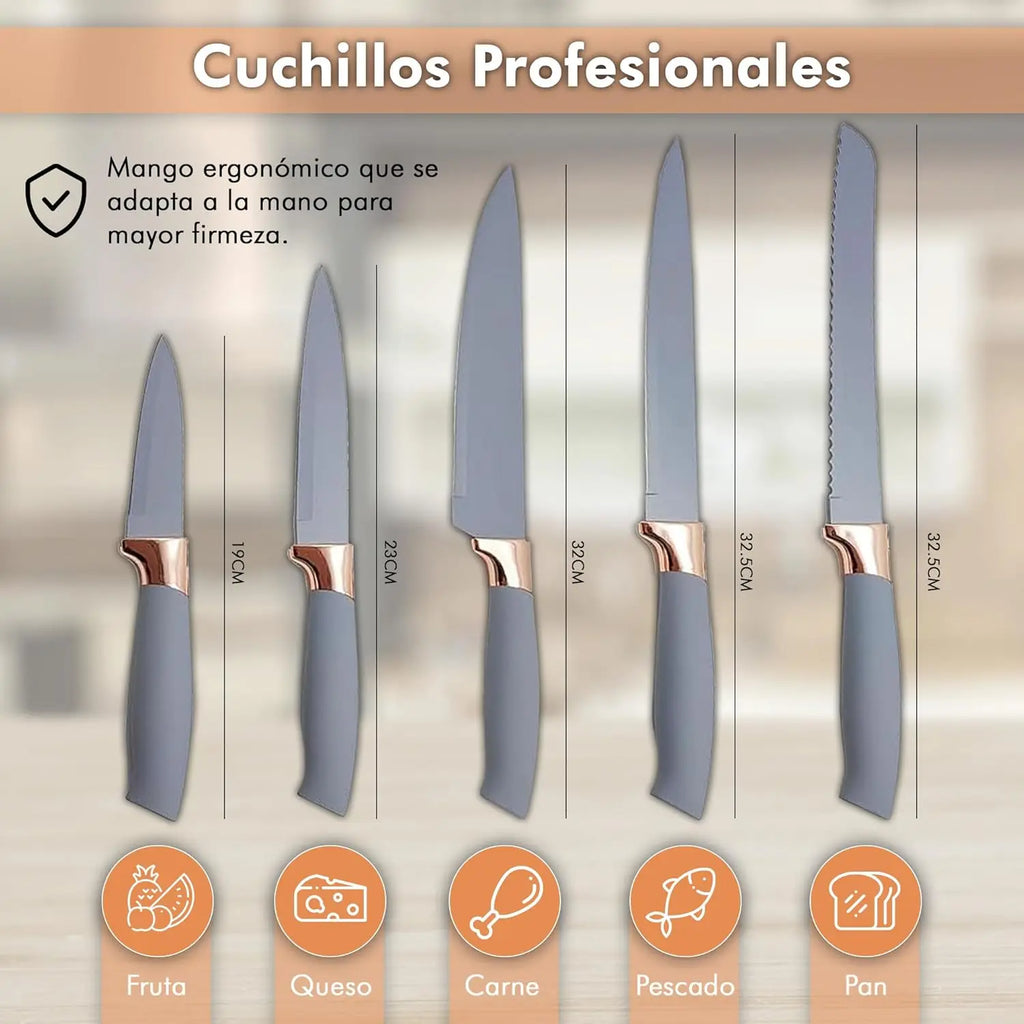 Juego de utensilios de cocina de silicona Onfeng of2328 - 19 piezas, incluye 5 cuchillos versátiles, tijeras, pinzas, tabla de cortar y 10 accesorios antiadherentes (verde claro). Regalo para el Día de la Madre.