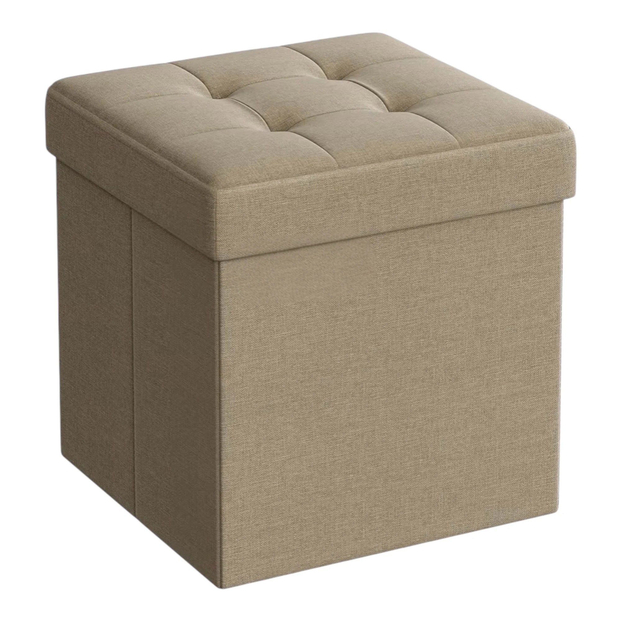 Elegante puf de lino con espacio de almacenamiento