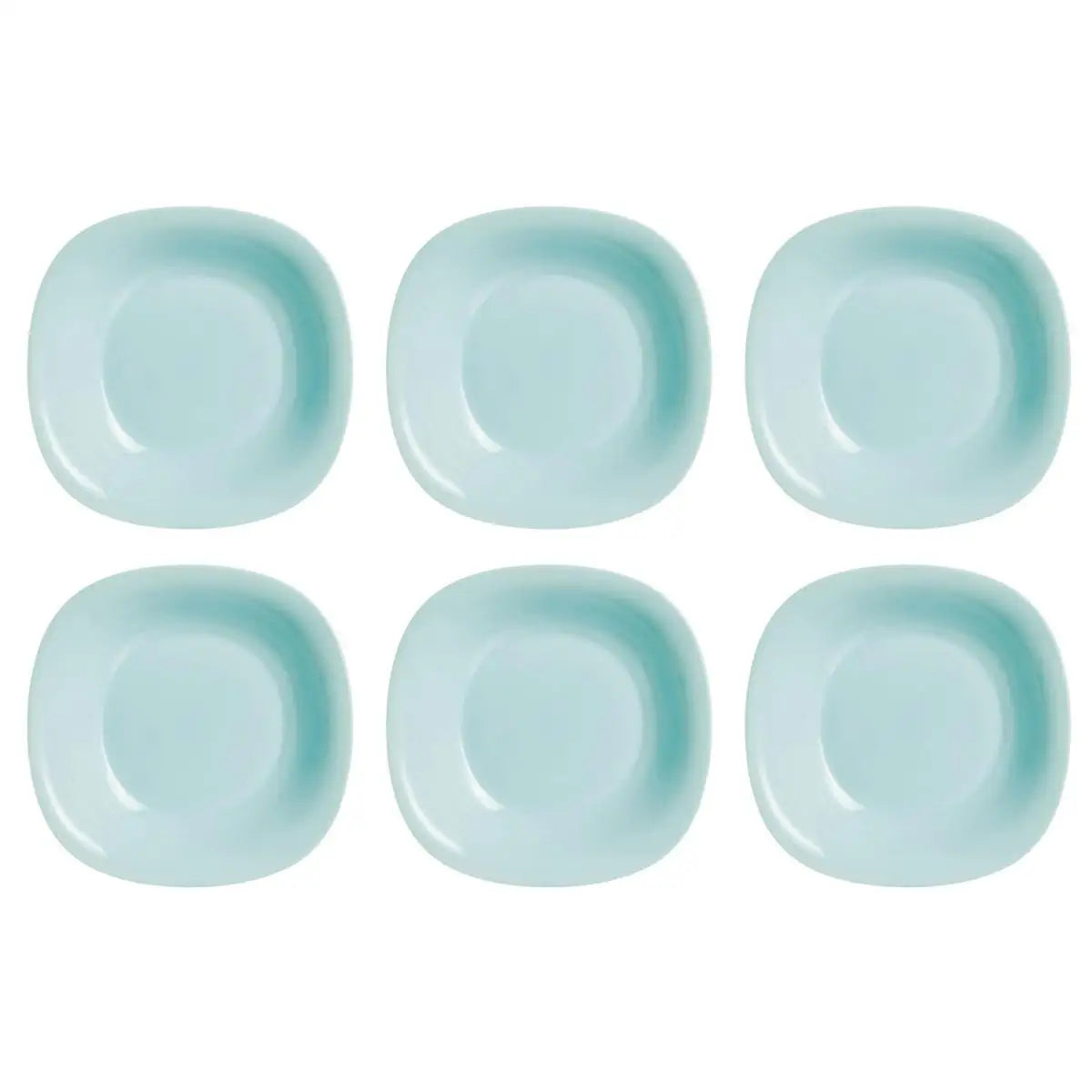 Platos Carine Luminarc – Juego de 6 platos cuadrados de vidrio opalino en blanco, negro, gris, turquesa y azul paraíso, aptos para microondas y lavavajillas para una vajilla completa.