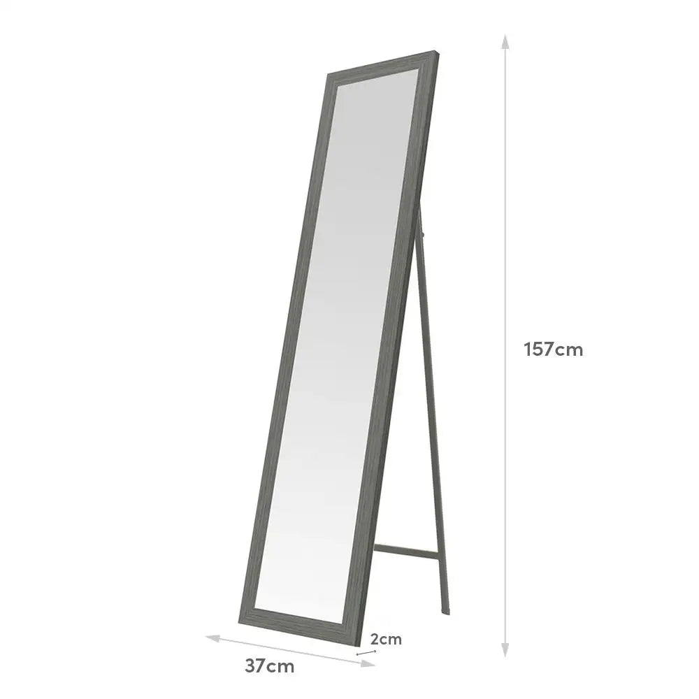 Espejo de pie Lola Home de 37x157 cm, fabricado en madera MDF gris.