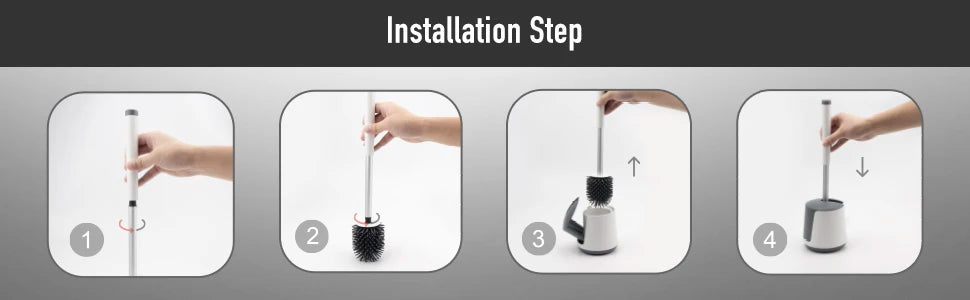 Juego de escobilla y soporte para inodoro, escobillas de silicona BIBURY con cabezal de limpieza de 360°, secado rápido y diseño higiénico, paquete de 2, cerdas suaves y flexibles para una limpieza eficaz del baño, blanco y gris.