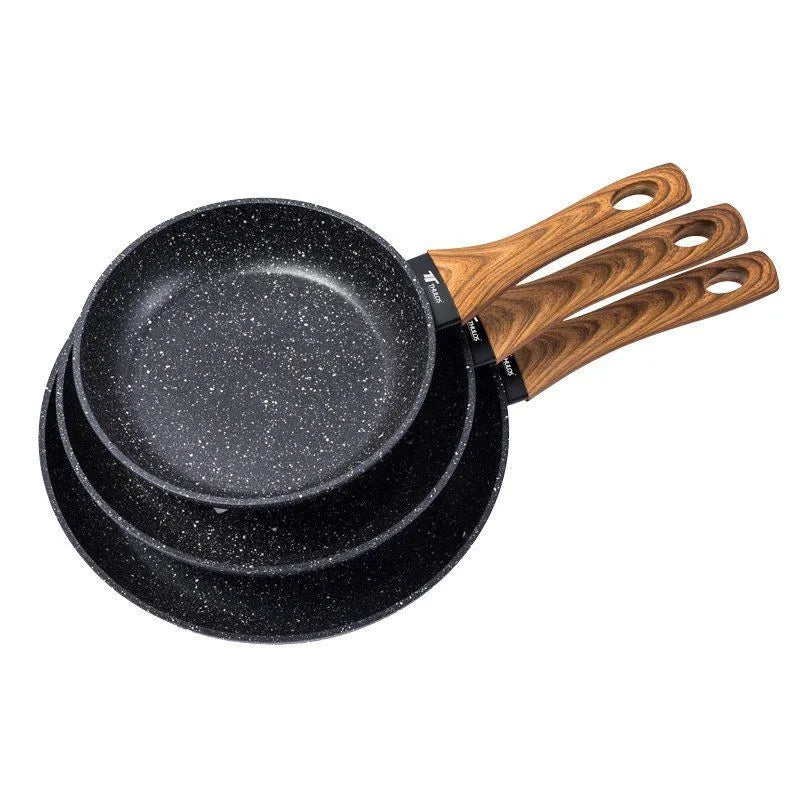 Juego de sartenes de piedra Thulos de 3 piezas, de Ø20-Ø24-Ø28 cm con revestimiento antiadherente para todo tipo de cocinas, con un diseño moderno y una superficie fácil de limpiar para una experiencia culinaria más saludable.