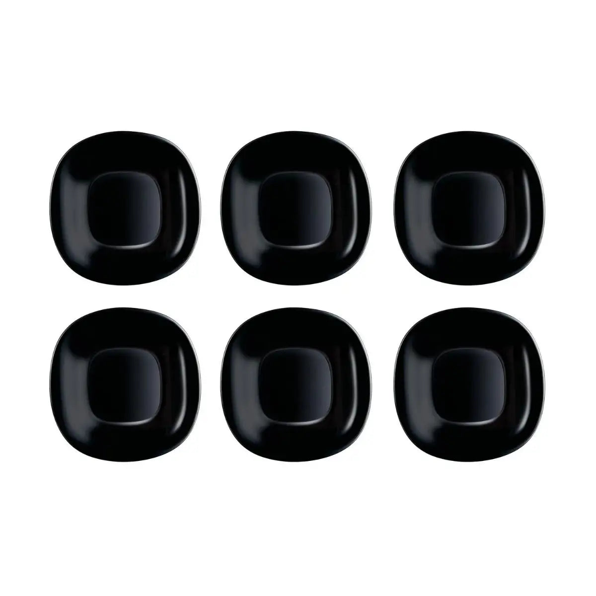 Platos Carine Luminarc – Juego de 6 platos cuadrados de vidrio opalino en blanco, negro, gris, turquesa y azul paraíso, aptos para microondas y lavavajillas para una vajilla completa.