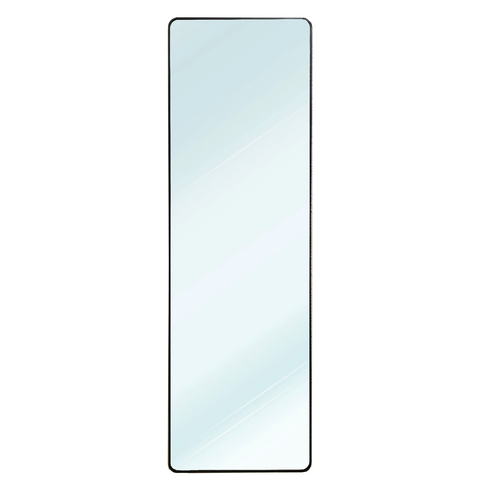Espejo de pie de metal con borde cuadrado, tamaño máximo 160x50/170x65 cm, con marco de metal negro, cristal HD y doble opción de instalación (de pie o en la pared). Perfecto para la decoración moderna de dormitorios, salas de estar y vestidores.