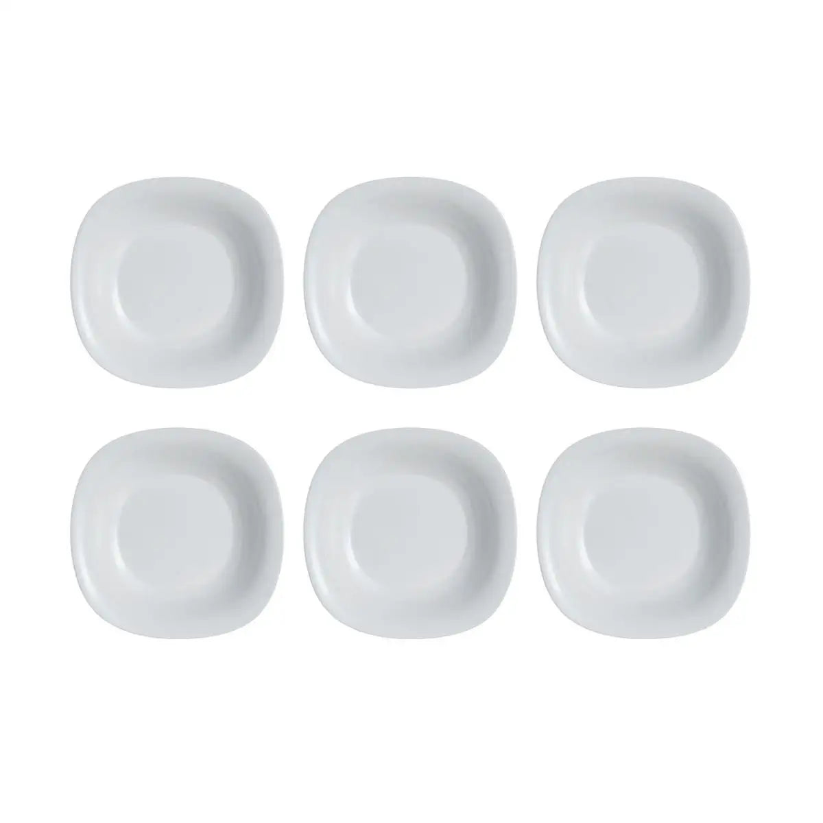 Platos Carine Luminarc – Juego de 6 platos cuadrados de vidrio opalino en blanco, negro, gris, turquesa y azul paraíso, aptos para microondas y lavavajillas para una vajilla completa.