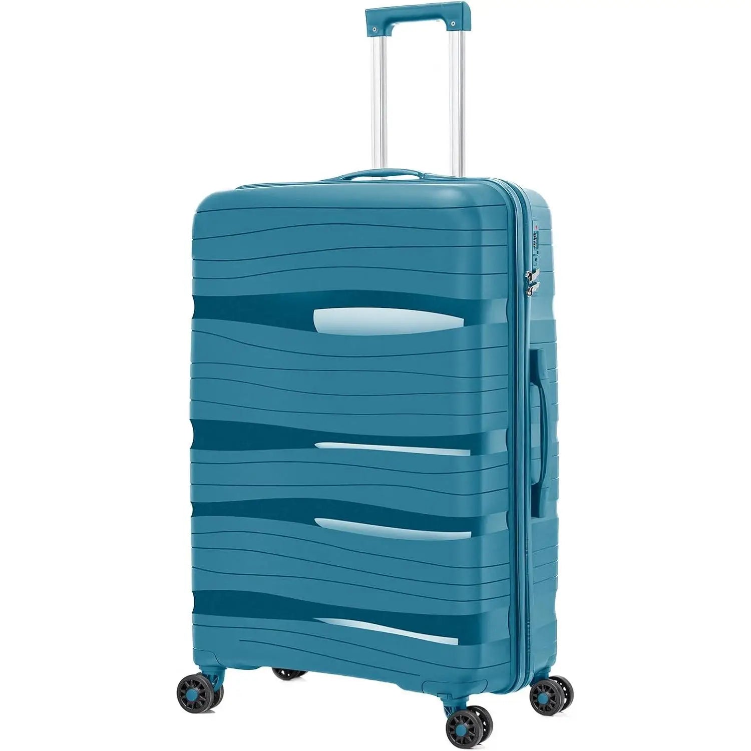 Maleta de cabina Artree: fabricada en polipropileno resistente con diseño impermeable, disponible en varios tamaños (L 75x50x32 cm, XS 48x35x20 cm) y equipada con 4 ruedas giratorias de 360°, ideal para viajes organizados.